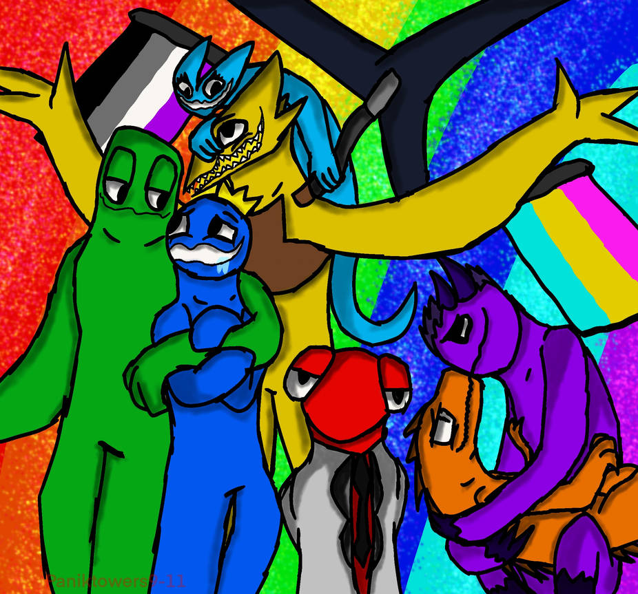yellow and cyan rainbow friends by wixlov on DeviantArt