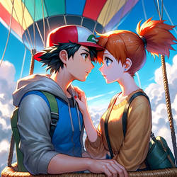 Ash and Misty On A Hot Air Balloon