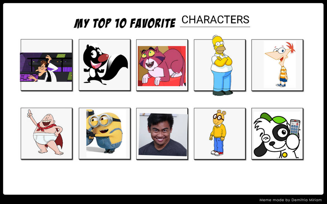 My Top 10 Favorite Characters by TheHappinetFan on DeviantArt