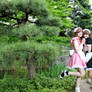 Maids in japanese garden