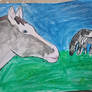 Thorin watching his mare and foal