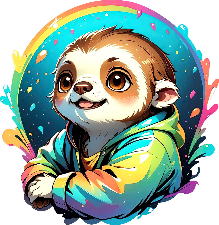 Uwu Sloth Cute Happy Colorful Sloth by Smowey on DeviantArt