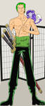 Roronoa Zoro with Chesire Nekomata by ellysketchit