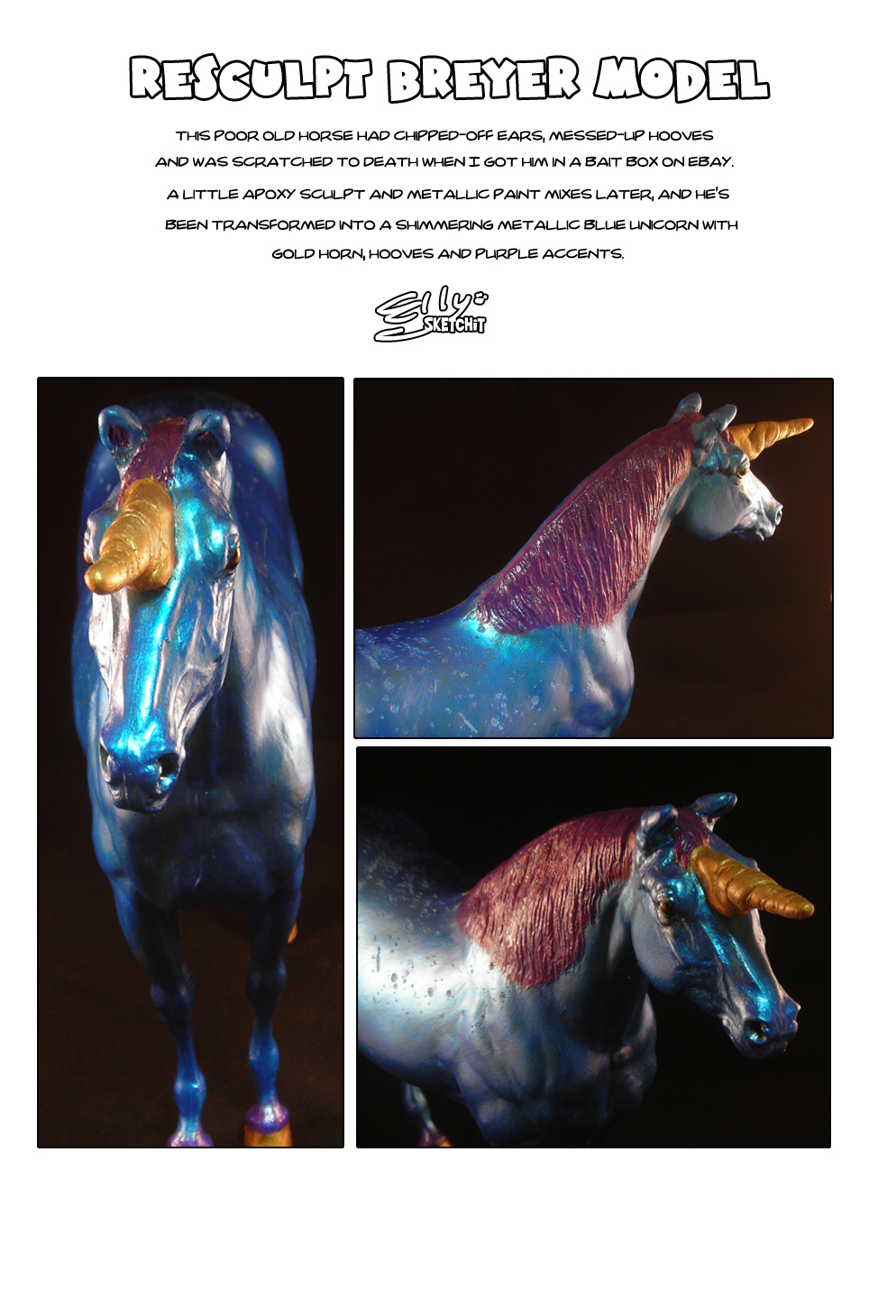 Horse Resculpt: Shiny Blue Unicorn [for sale]