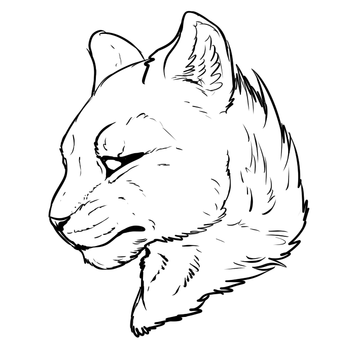 Feline Headshot lineart