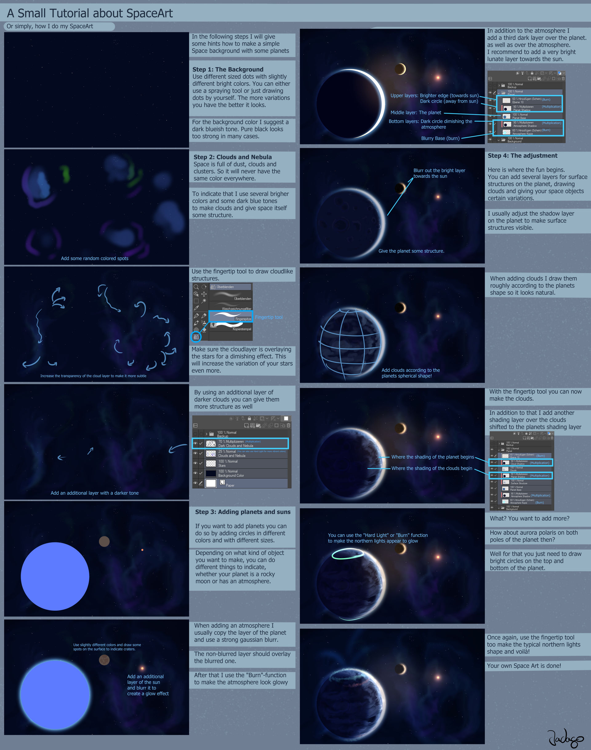 TUTORIAL Background SPACE - PLANET - digitally on Drawing-tutorial ...