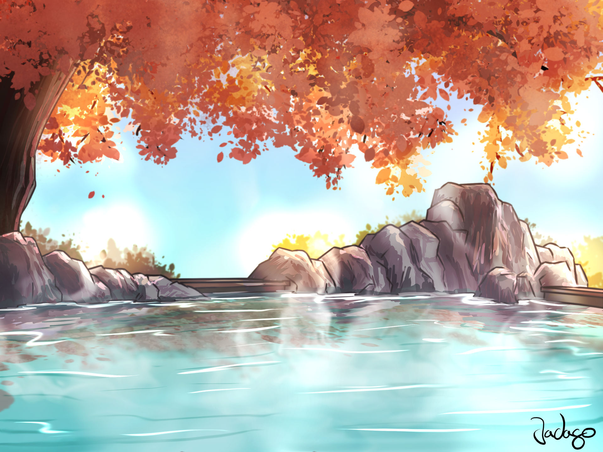 Hot Springs in autumn colors by Jadago-Art on DeviantArt