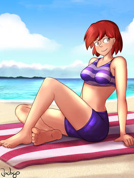 Pauline Sunbathing at the Ocean [Art Trade]