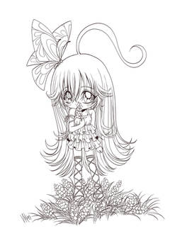 chibi girl and flowers...