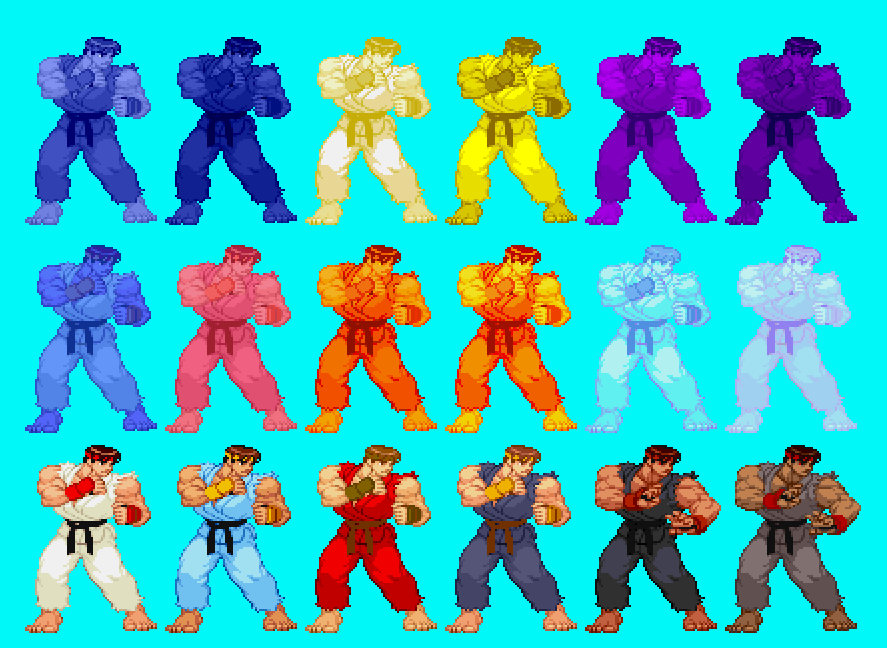 Sf3 Ryu Colours Ryu Custom Palettes by rkit0m1kU on DeviantArt