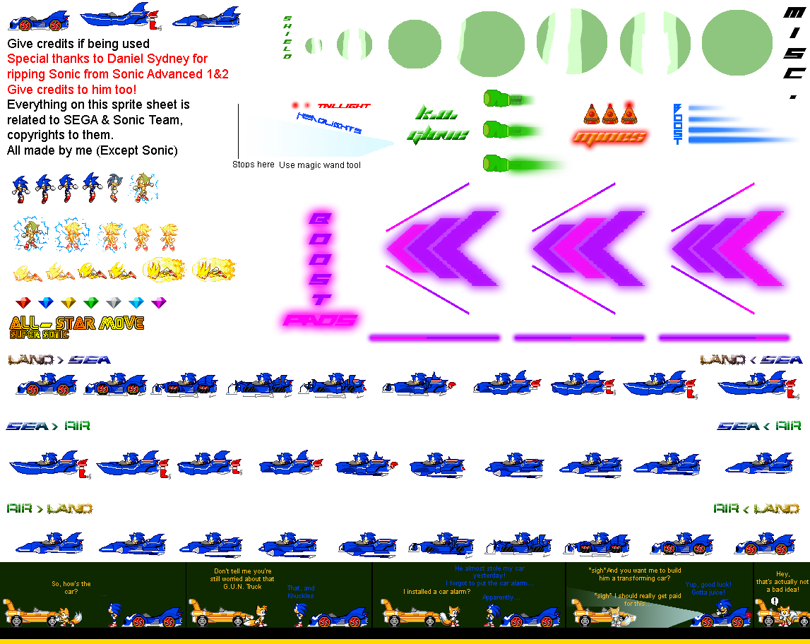 SaASRT: Sonic's Vehicle Sprite Sheet