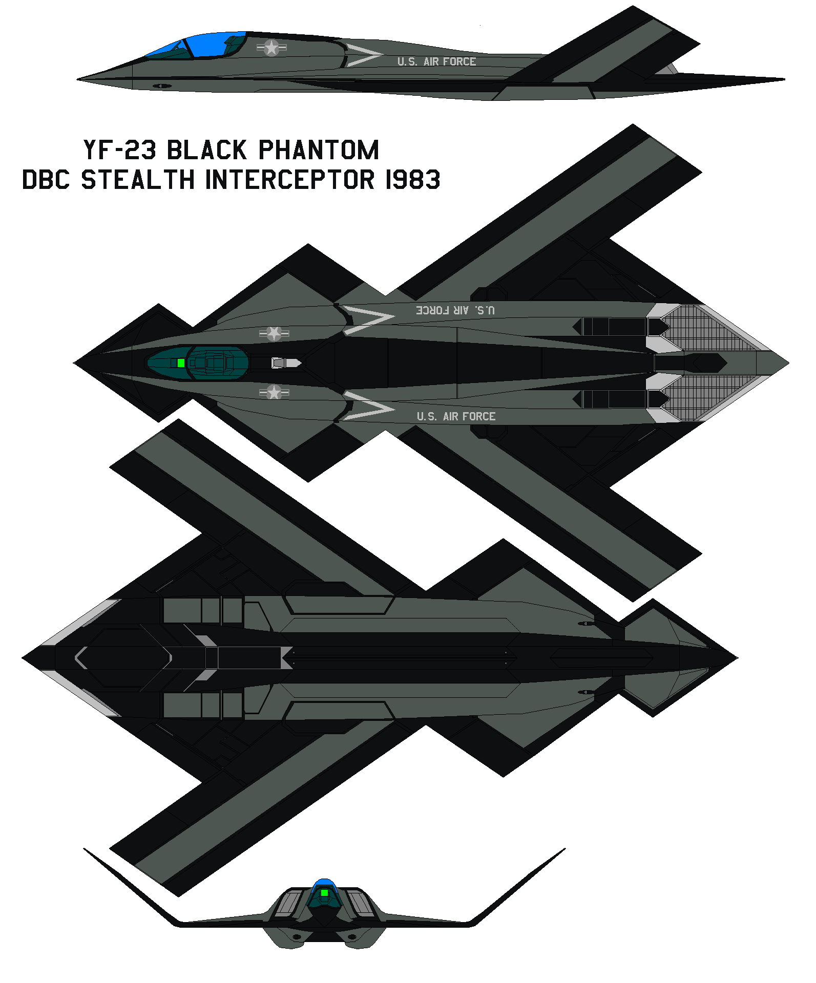 YF-23 black phantom  DBC Stealth Interceptor 1983