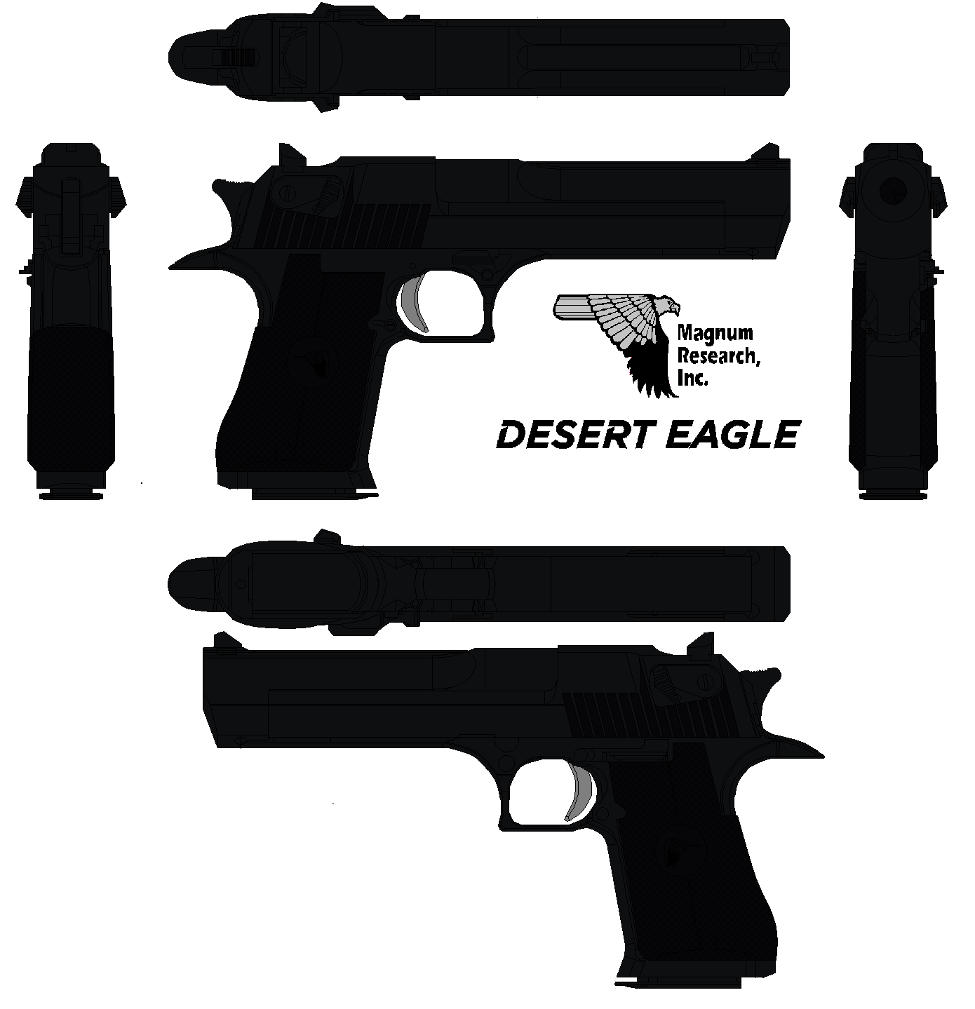 Desert Eagle 50AE Aluminum Frame w/ Rail BLK/SS w/ Integral Brake