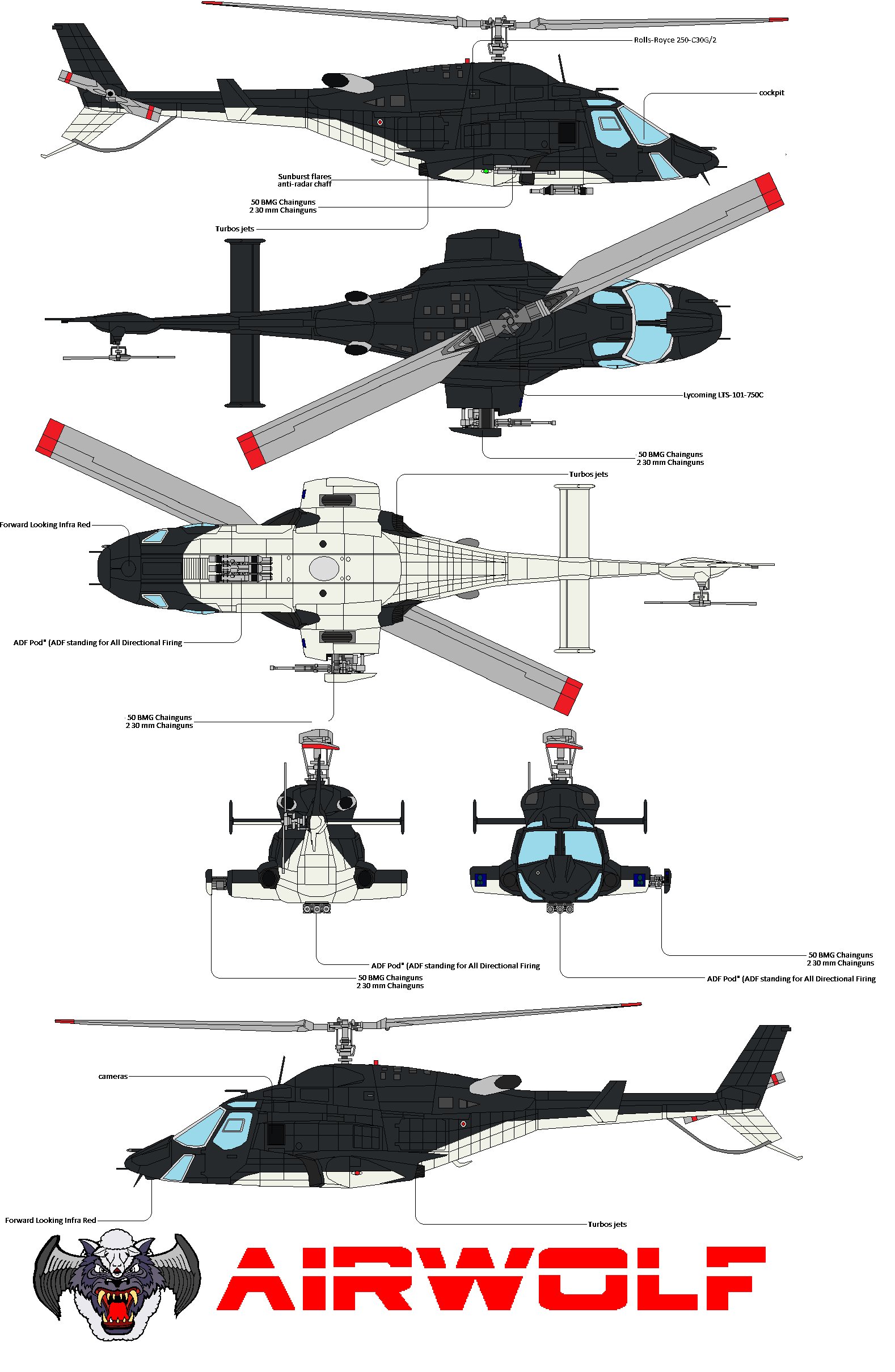 AIRWOLF bell 222 color call outs