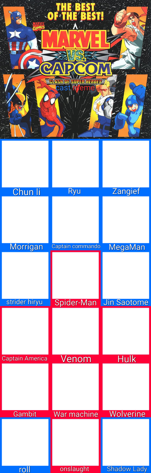 Marvel vs Capcom 1 cast meme base by AgentPrime on DeviantArt