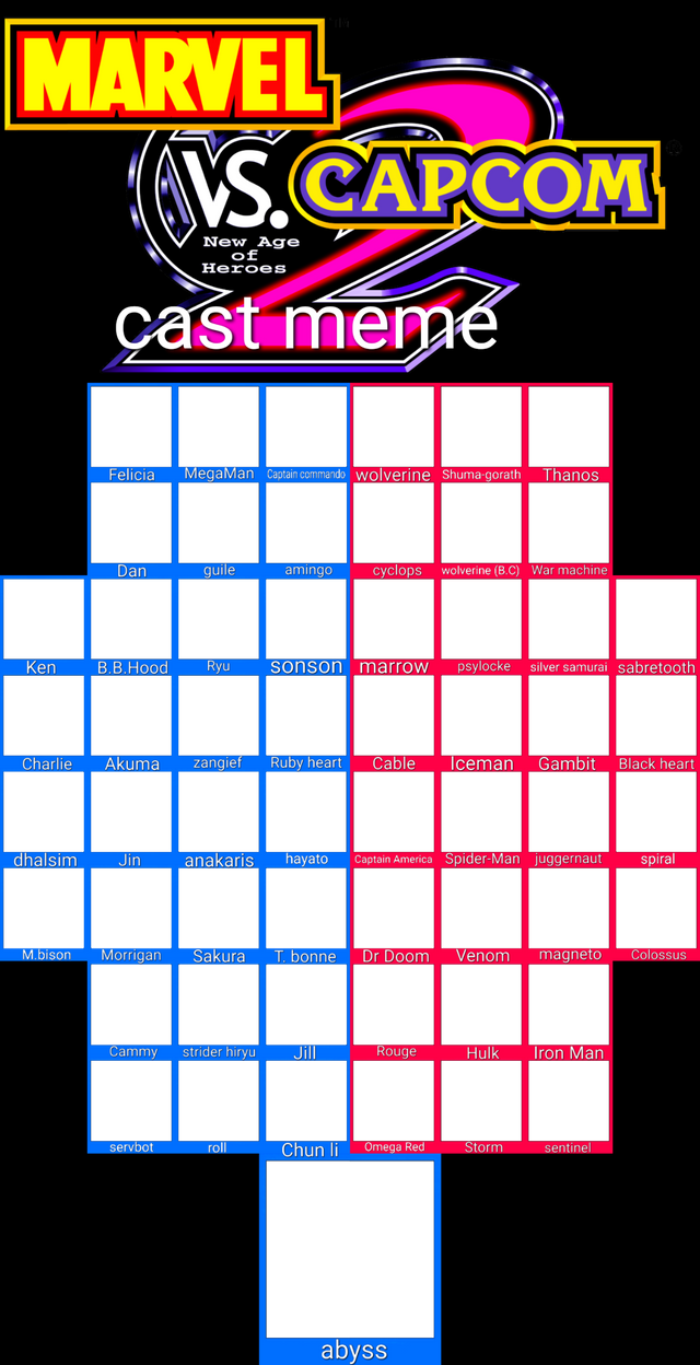 Marvel vs Capcom 2 cast meme base by AgentPrime on DeviantArt