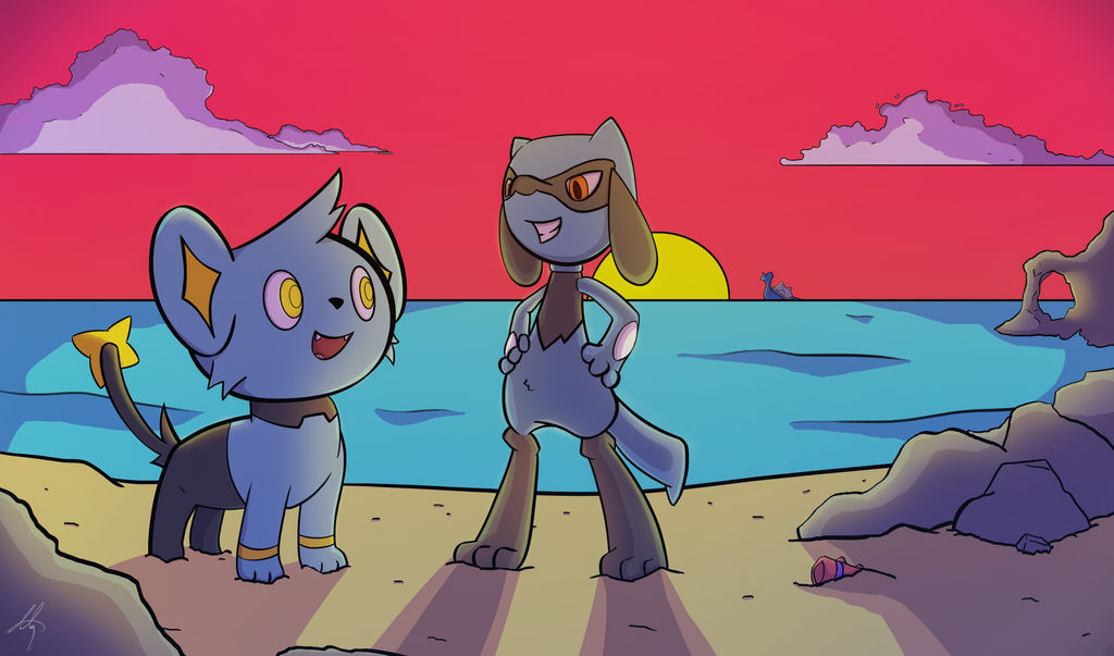 Shinx And Riolu At The Beach Pmd by CheeZDraw on DeviantArt