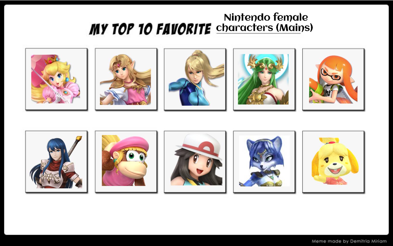 Top 10 favorite Nintendo female characters by Marielx6