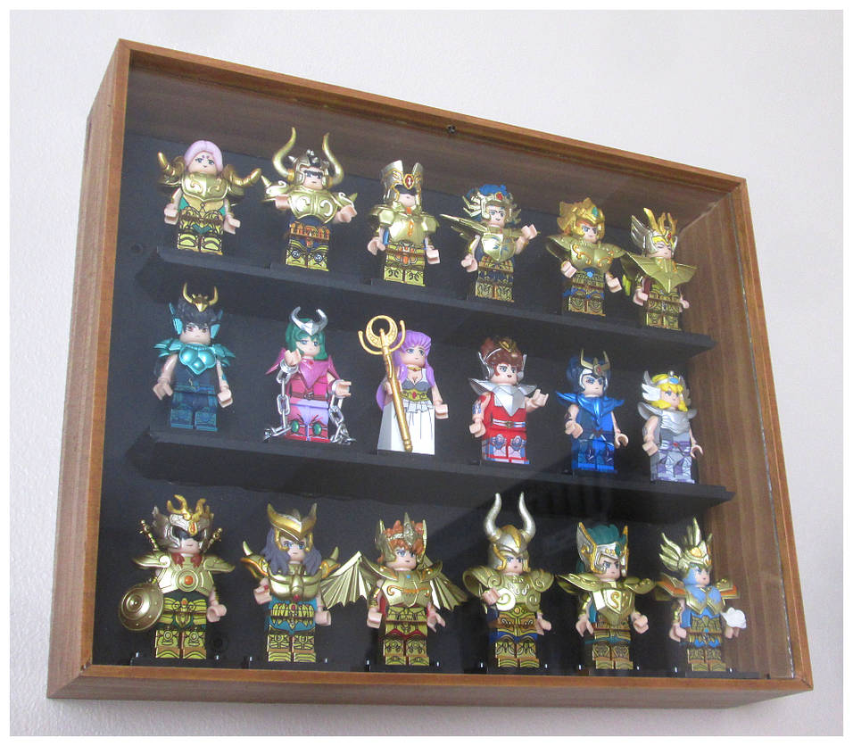 LEGO Saint Seiya in frame-size glass cabinet