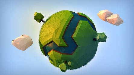 Green Low Poly Planet