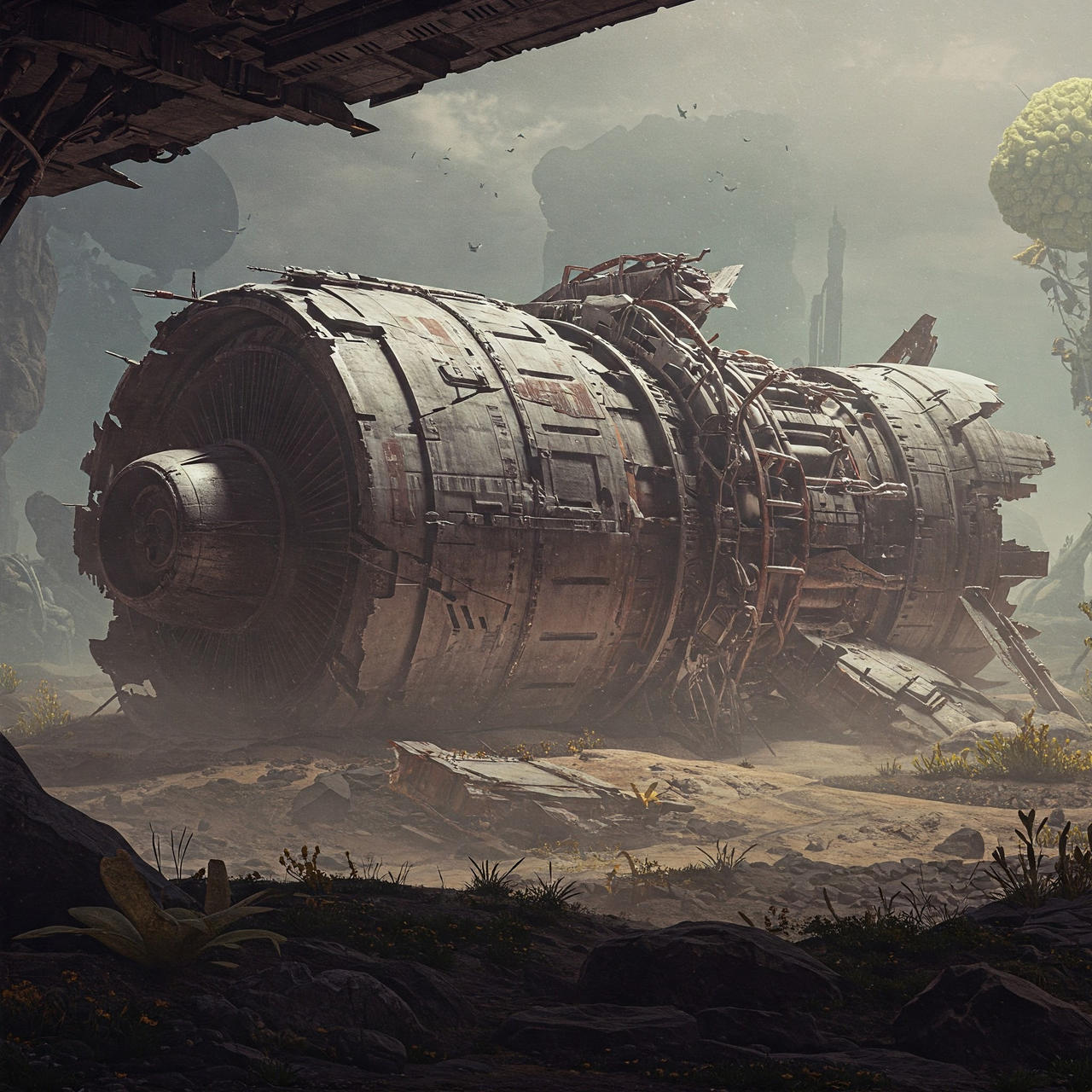 Wrecked spaceship engine by EricShawn1 on DeviantArt