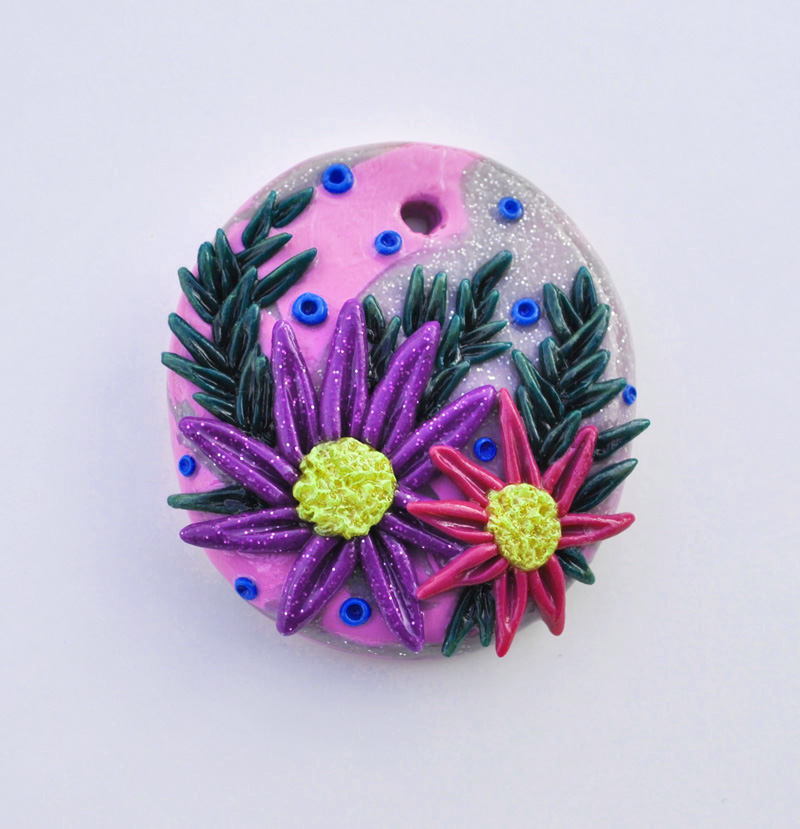 floral clay pendant