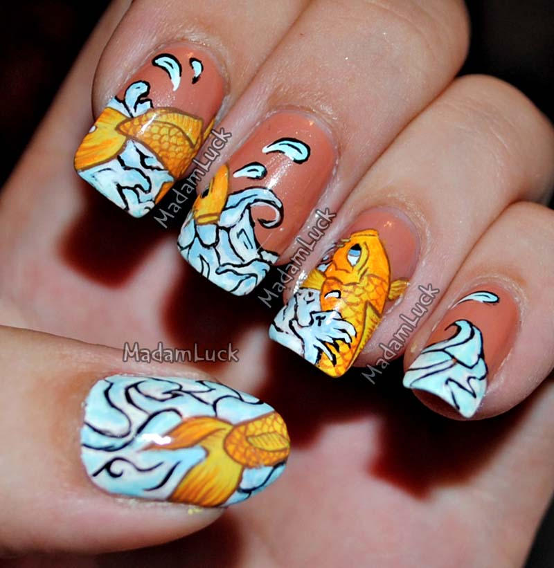 Koi Fish Nail Art by MadamLuck on DeviantArt