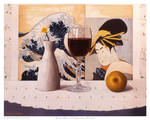 Wine Glass and Japanese Prints by DanielMontoyaStudio