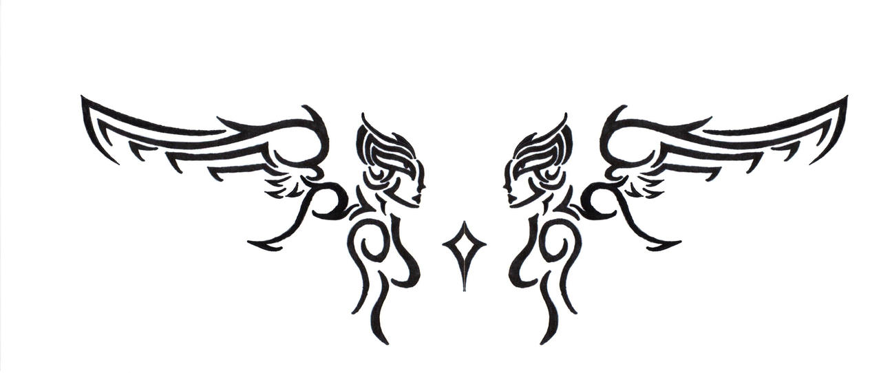 Twin Angels Tribal Tattoo by Madblue76 on DeviantArt