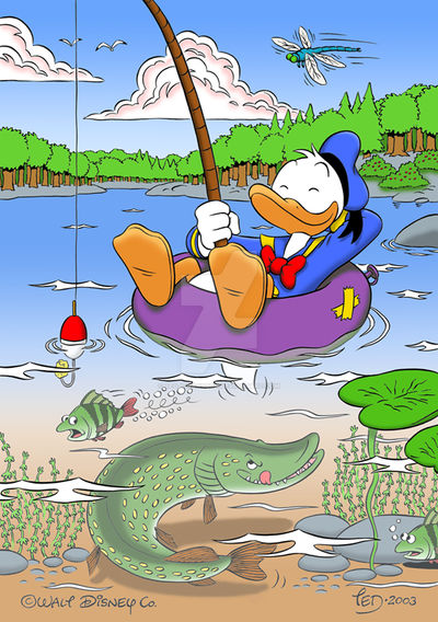 donald duck fishing pole Duck" by ARCY - Disney Artwork Donald Duck Production Cel -