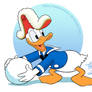 Donald Duck with snowball