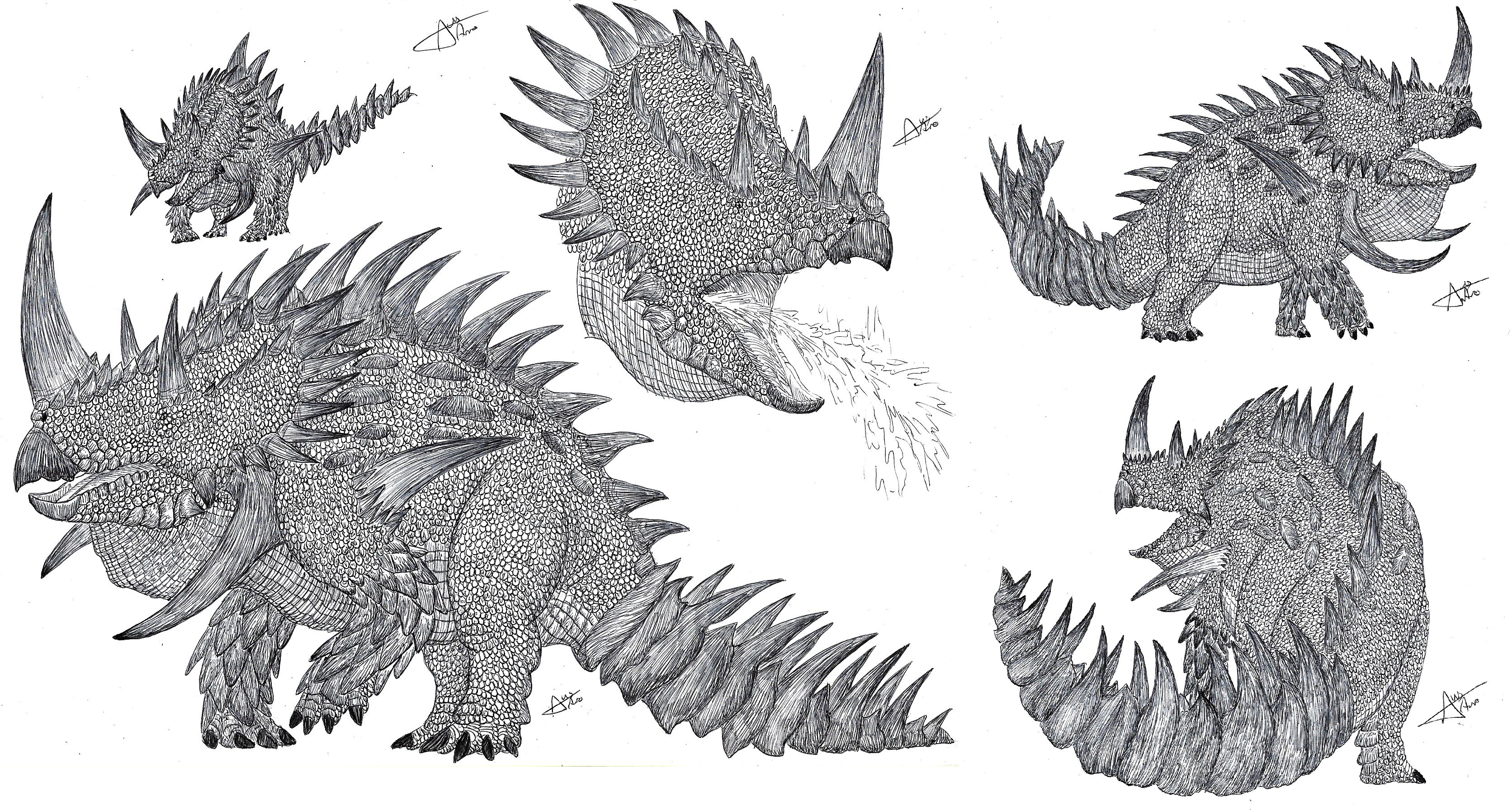 Godzilla vs Titanus Mokele Mbembe sketch by me.Any suggestions