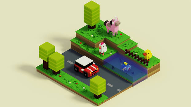 Voxel Crossy Road