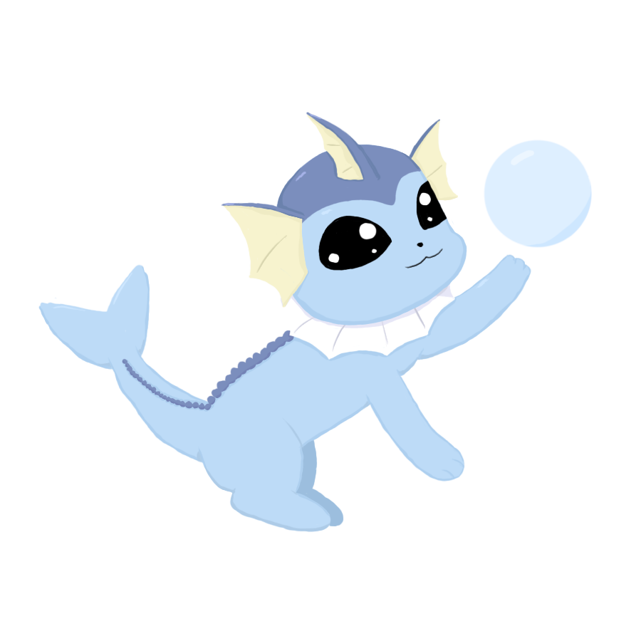 Chibi Vaporeon Loves Bubbles