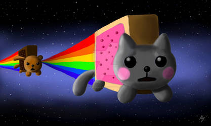 Nyan Cat Vs Wan Dog by WeaponX-Art