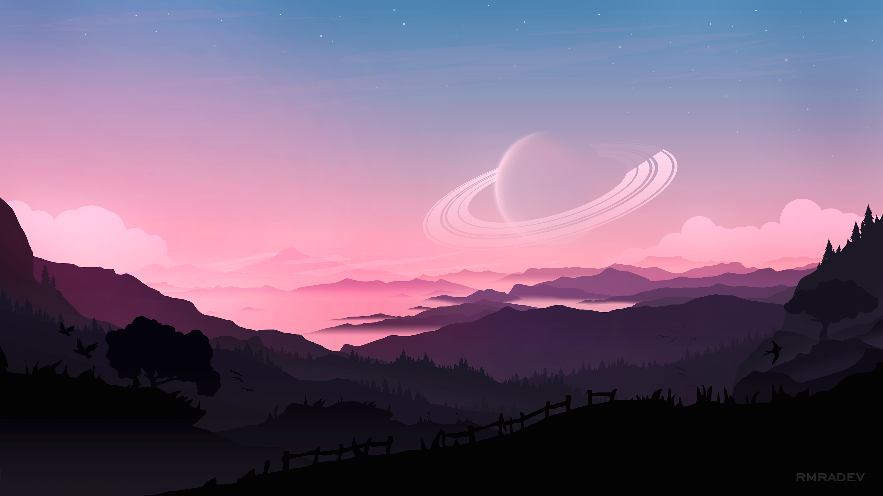 Moon sunset landscape