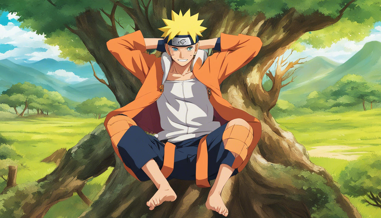Naruto relaxing sitting on a tree by Johnmotp on DeviantArt