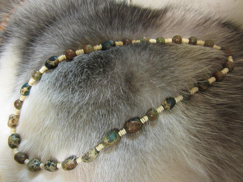 Completed: Green Stone and Bone Necklace 2