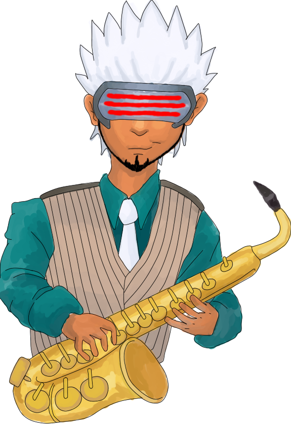 Saxophone player Godot - Colored