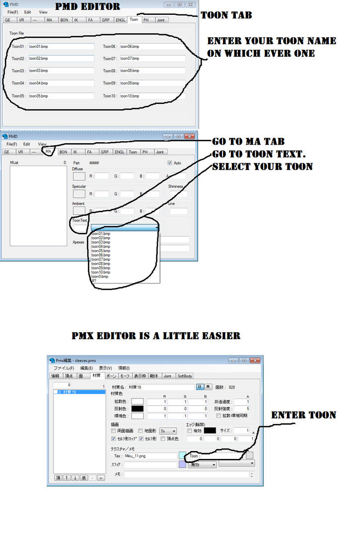 How To Add Toons on PMD/PMX editor by MMDxZURC on DeviantArt