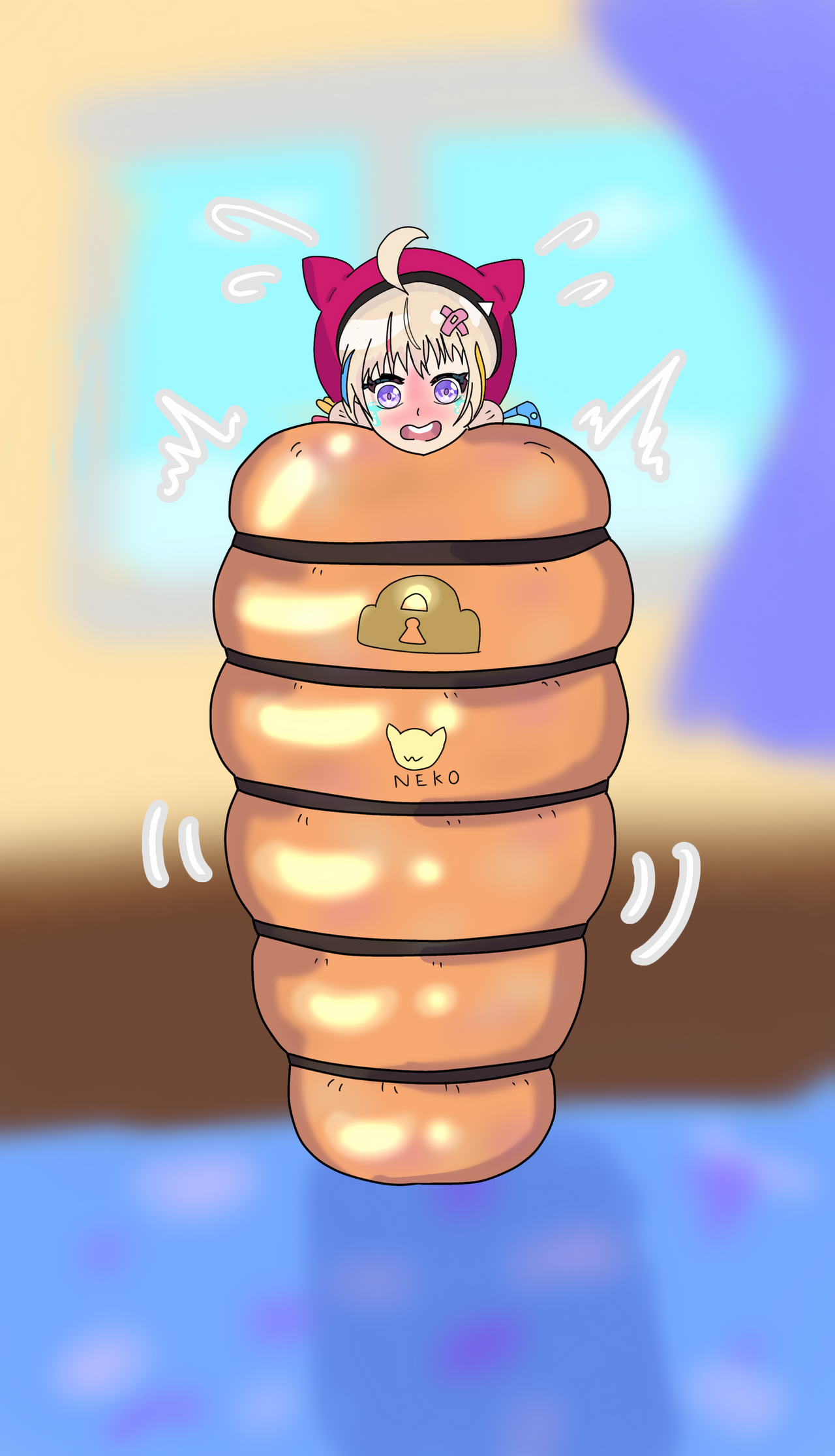 Inflatable Sleepsack Deviantart Oshiro Mashiro restrained by inflatable sleep sack by aki111156 on ...