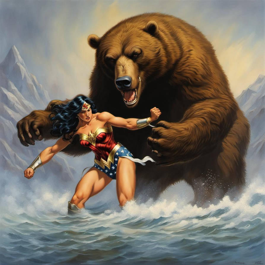 Wonder Woman In A Bear Hug While Wrestling A Bear By Lepantzeus On wonder-woman-in-a-bear-hug-while-wrestling-a-bear-by-lepantzeus-on