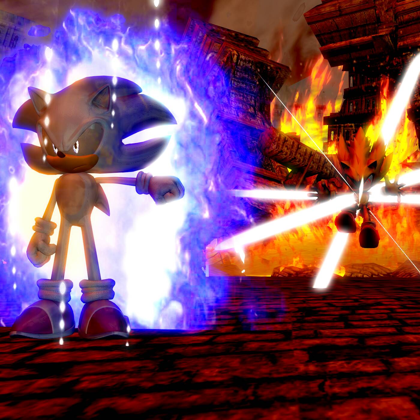 Hyper Sonic vs Super Mecha Sonic by WOLFBLADE111 on DeviantArt