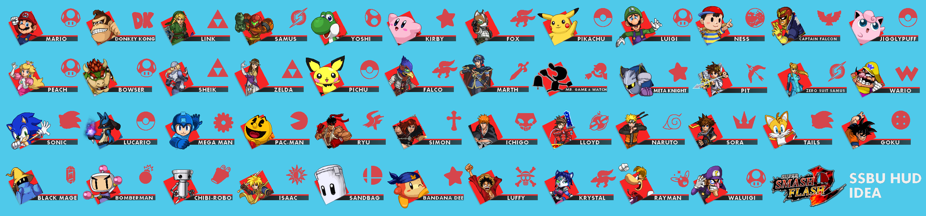 SSF2 Characters (SSBU HUD) by Javierdrawer on DeviantArt