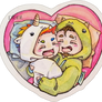 Kralle and Niklas cuddling in Onesies
