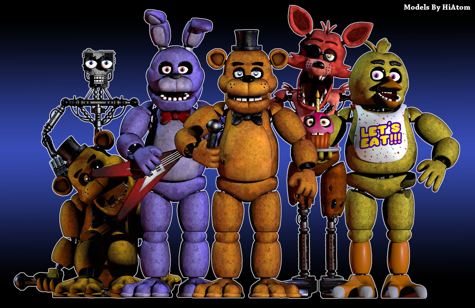 FNAF 1 Main Animatronics by zueiroooooooooooo on DeviantArt