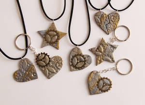 Steampunk hearts and stars