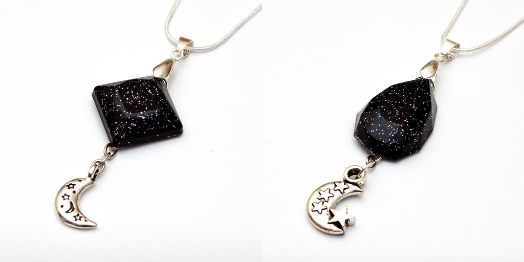 Dangling Moons Space necklaces