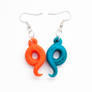 Blue Orange spiral dangle earrings
