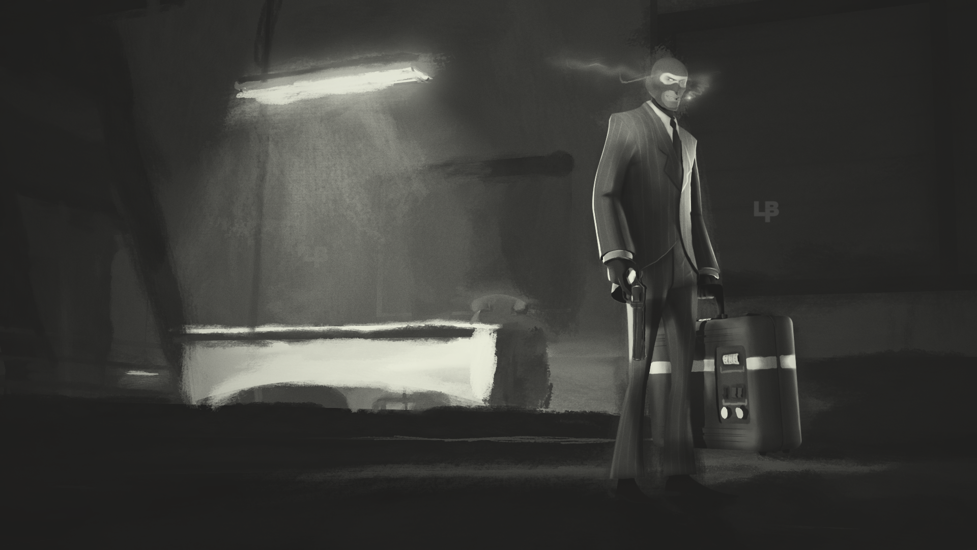 TF2 Menu Background - Spy - Black And White by LilBonelessPizza on ...